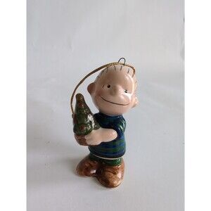 Vintage Peanuts Linus Christmas Tree Ornament Figurine Ceramic 1952 Japan